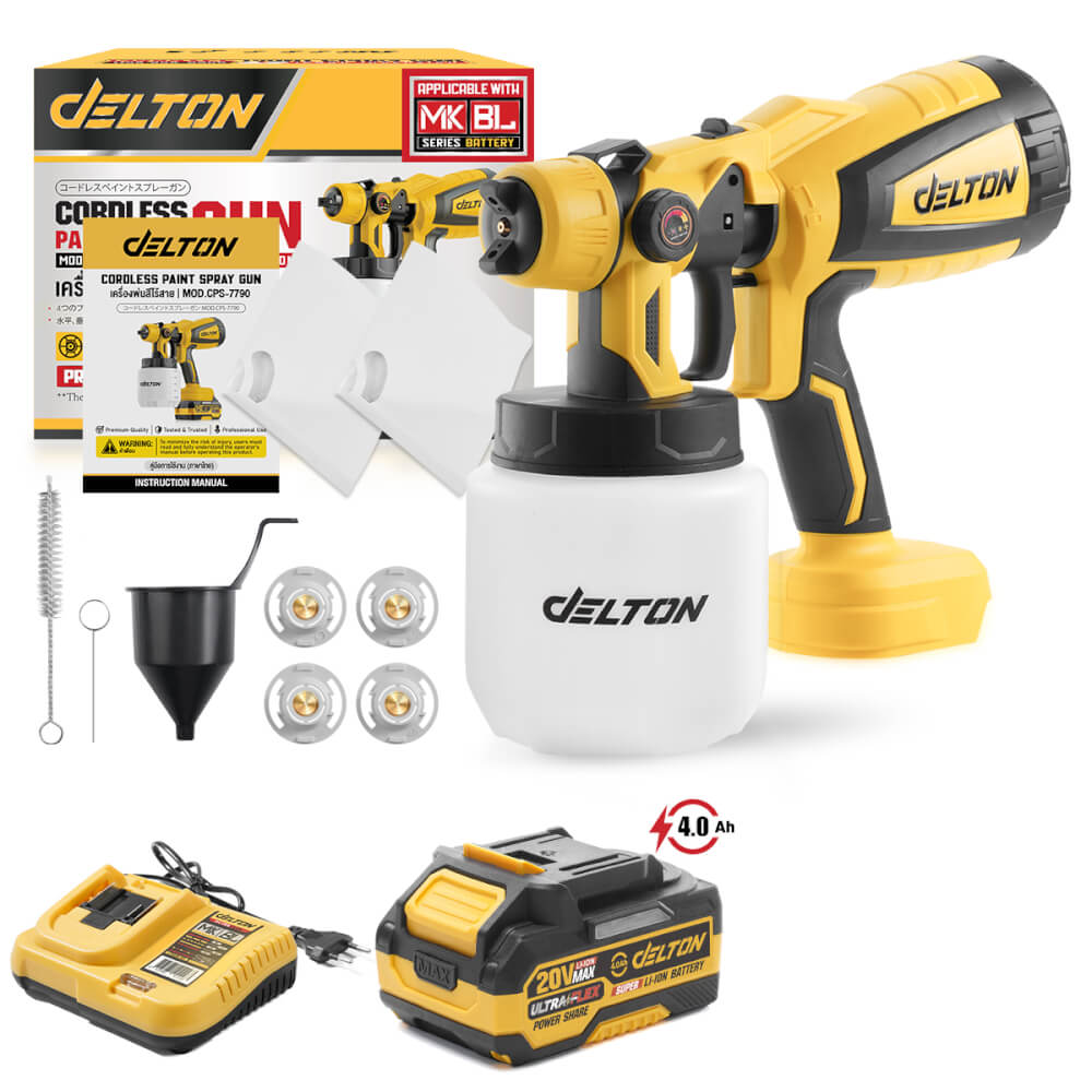 กาพ่นสีไร้สาย (พร้อมแบตเตอรี่) DELTON รุ่น CPS-7790 ULTRAFLEX 20V 4AH_1